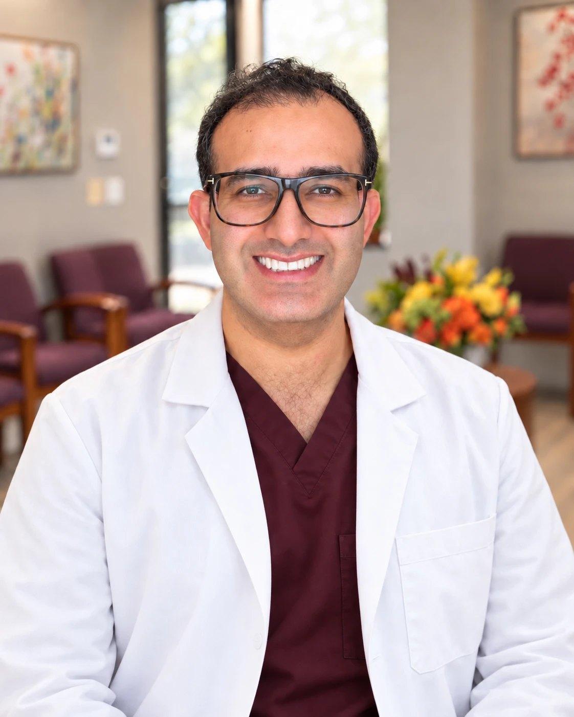 Dr. Pooya Soltanzadeh in the practice waiting room